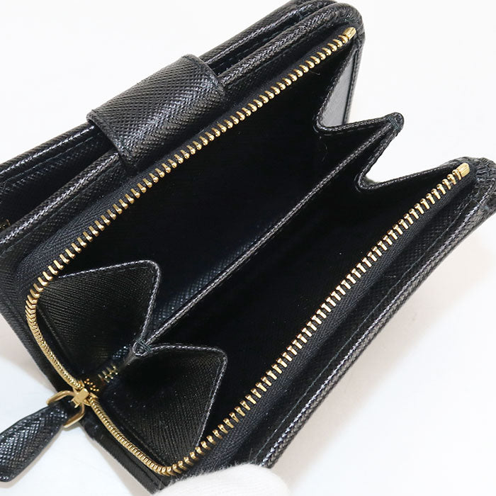 PRADA Saffiano Triangle Wallet 1ML018 Bifold Wallet Nylon/leather Women