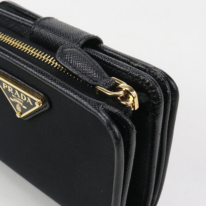PRADA Saffiano Triangle Wallet 1ML018 Bifold Wallet Nylon/leather Women