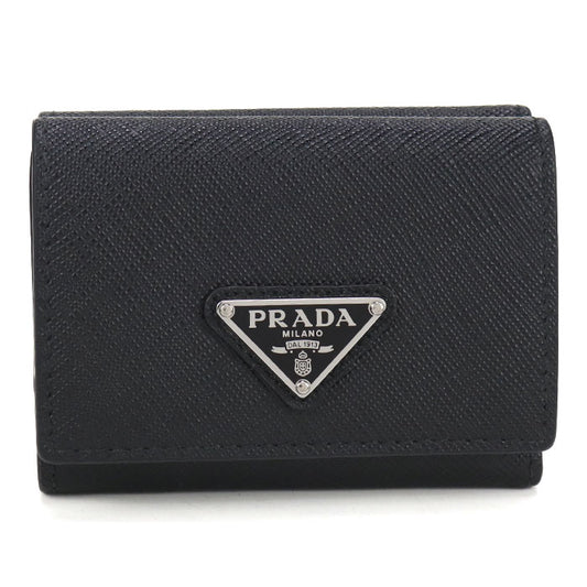 PRADA Saffiano Triangle Wallet Tri-fold wallet/Safiano leather Women