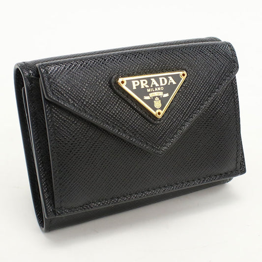 PRADA Saffiano Triangle Wallet 1BH021 QHH F0002 Tri-fold wallet with coin purse Calfskin Women