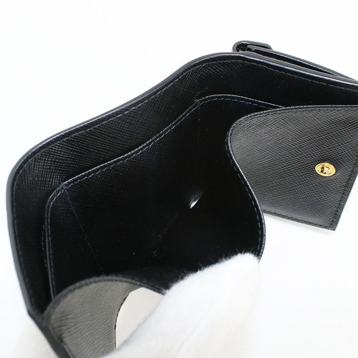 PRADA Saffiano Triangle Wallet 1BH021 QHH F0002 Tri-fold wallet with coin purse Calfskin Women