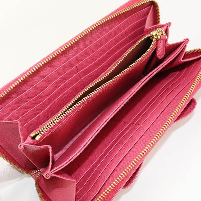 PRADA zip around long wallet Safiano leather PurseZip Around leather Women