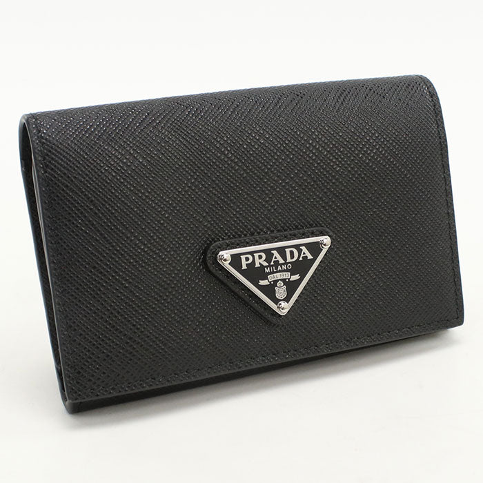 PRADA Card Case saffiano triangle 1MC110 QHH F0002 name card holder leather Women