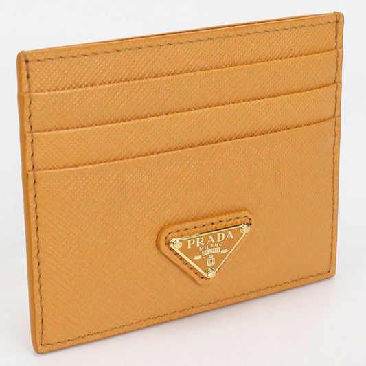 PRADA saffiano triangle Card Case Calfskin Women's