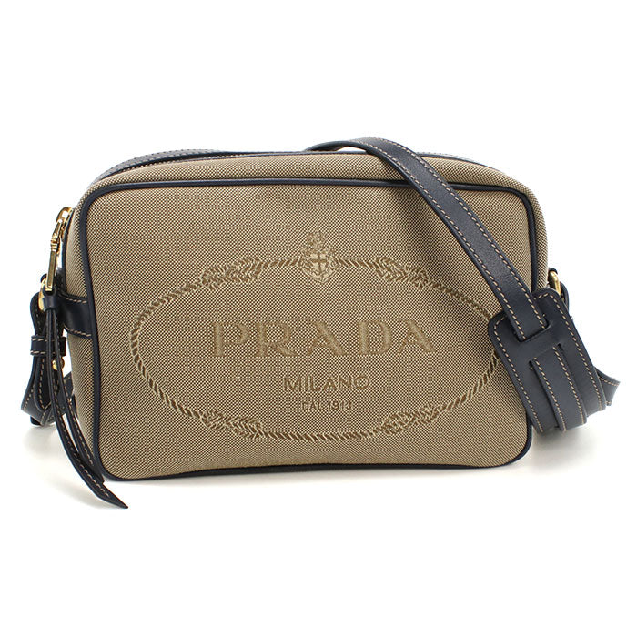 PRADA Logo jacquard 1BH089 Diagonal shoulder bag canvas/leather Women