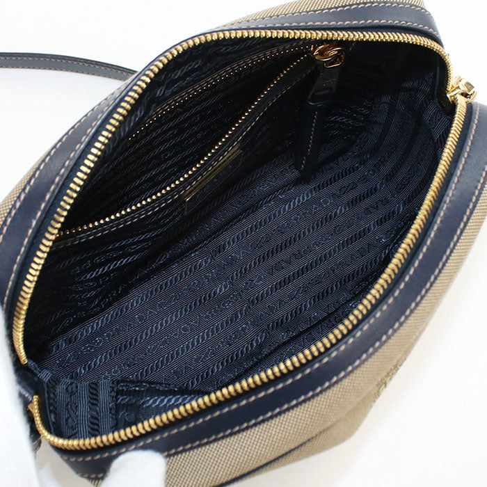PRADA Logo jacquard 1BH089 Diagonal shoulder bag canvas/leather Women