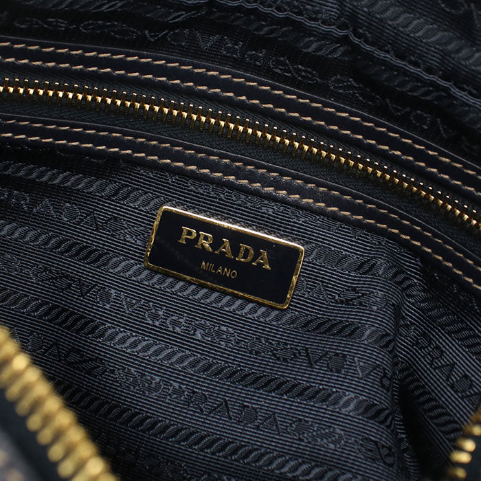 PRADA Logo jacquard 1BH089 Diagonal shoulder bag canvas/leather Women