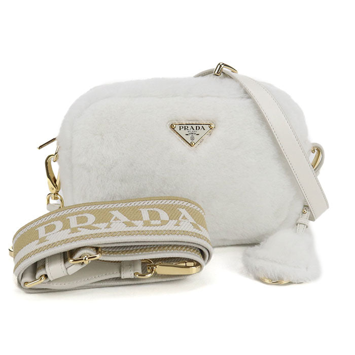 PRADA 1BH192 2EC9 F0009 Diagonal shoulder bag Fake fur/fur/leather Women