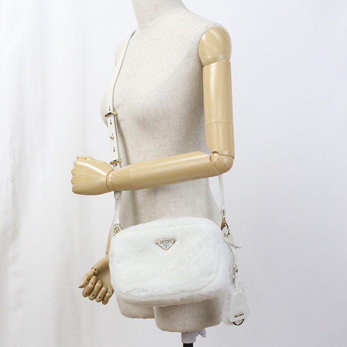 PRADA 1BH192 2EC9 F0009 Diagonal shoulder bag Fake fur/fur/leather Women