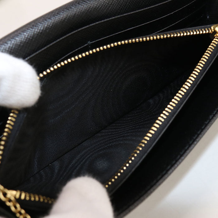 PRADA Saffiano Triangle Wallet 1MH132 QHH F0002 Purse folio leather Women