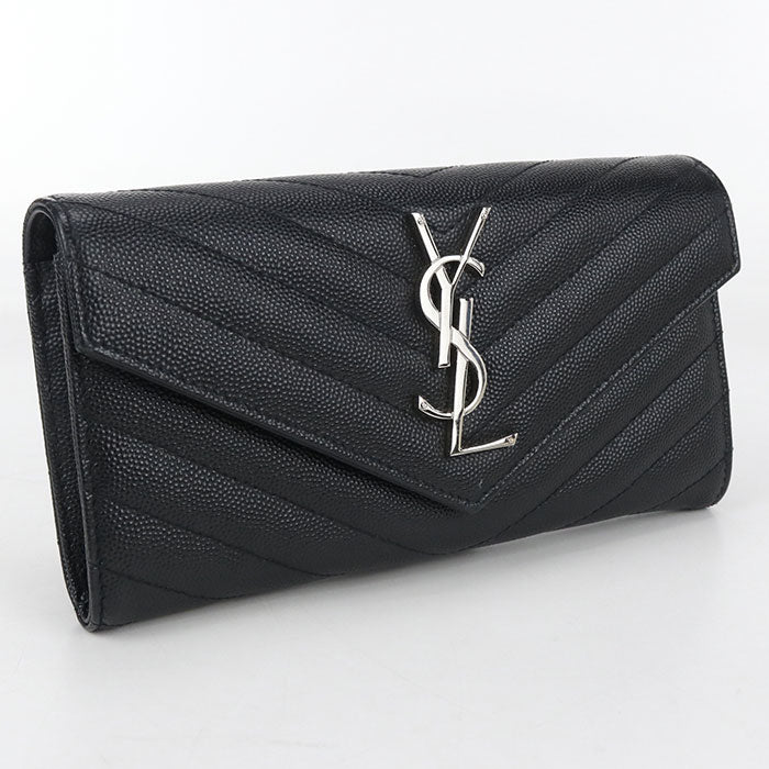 SAINT LAURENT Large flap wallet Monogram 372264 Purse folio leather Women