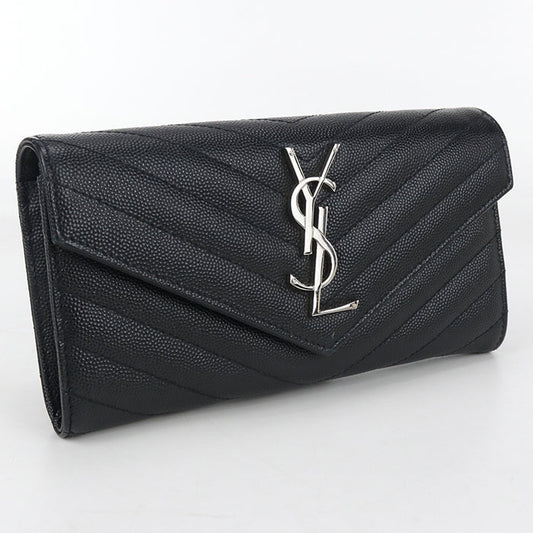 SAINT LAURENT Large flap wallet Monogram 372264 Purse folio leather Women