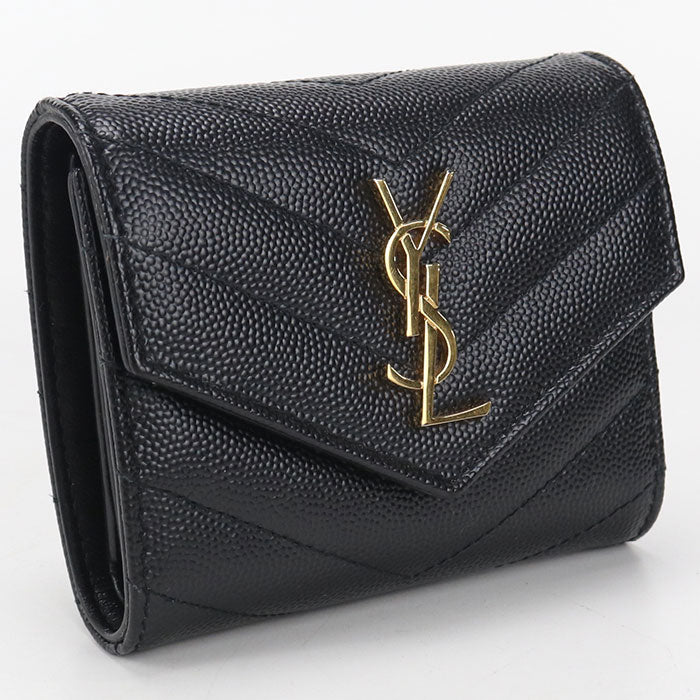SAINT LAURENT multifold wallet Monogram 692061 Tri-fold wallet leather Women's