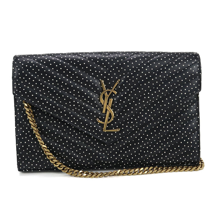 SAINT LAURENT Cassandra 377828 BOW01 1000 Chain wallet leather Women