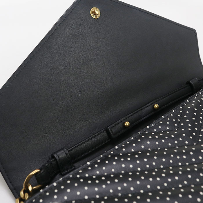 SAINT LAURENT Cassandra 377828 BOW01 1000 Chain wallet leather Women