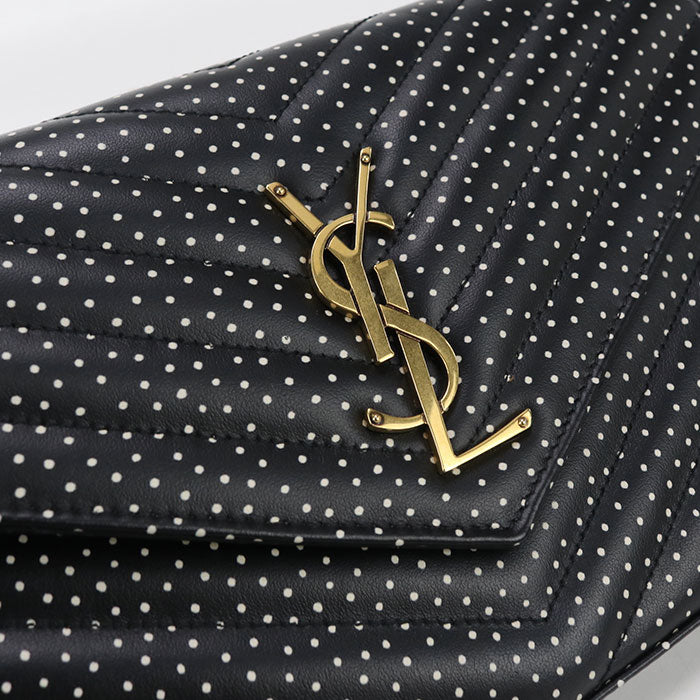 SAINT LAURENT Cassandra 377828 BOW01 1000 Chain wallet leather Women