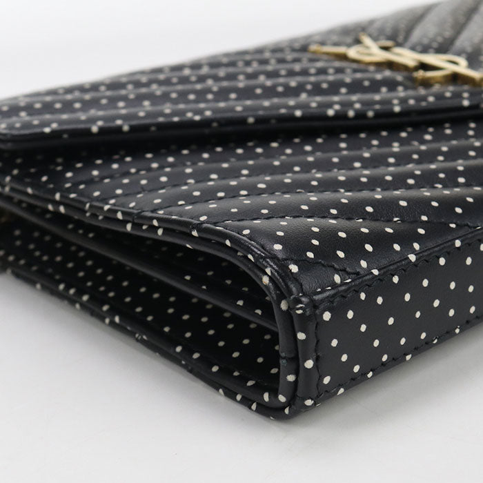 SAINT LAURENT Cassandra 377828 BOW01 1000 Chain wallet leather Women